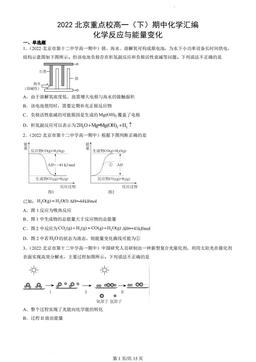 2022北京重点校高一（下）期中化学汇编：化学反应与能量变化-答案