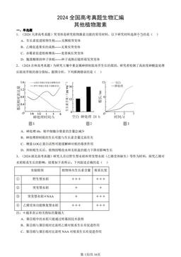2024全国高考真题生物汇编：其他植物激素-答案