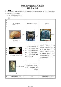 2023北京初三二模历史汇编：科技文化成就-答案