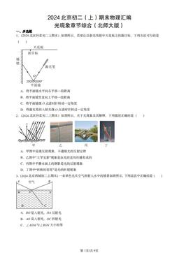 2024北京初二（上）期末物理汇编：光现象章节综合（北师大版）-答案
