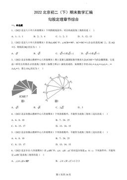 2022北京初二（下）期末数学汇编：勾股定理章节综合-答案