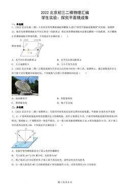 2022北京初三二模物理汇编：学生实验：探究平面镜成像-答案