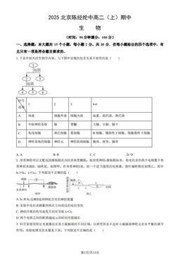 2025北京陈经纶中高二（上）期中生物（教师版）-答案