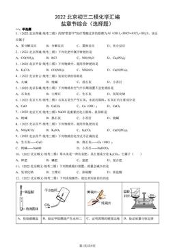 2022北京初三二模化学汇编：盐章节综合（选择题）-答案