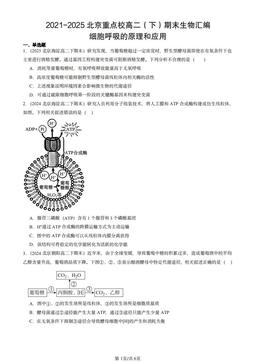 2021-2025北京重点校高二（下）期末生物汇编：细胞呼吸的原理和应用-答案