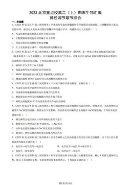 2023北京重点校高二（上）期末生物汇编：神经调节章节综合-答案