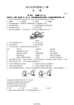 2023北京平谷初二一模生物（教师版）-答案