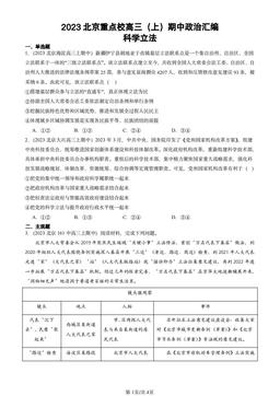 2023北京重点校高三（上）期中政治汇编：科学立法-答案