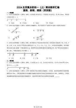 2024北京重点校初一（上）期末数学汇编：直线、射线、线段（京改版）-答案