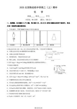 2025北京陈经纶中学高二（上）期中化学（教师版）-答案