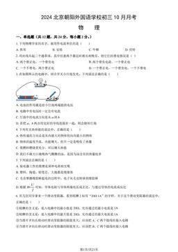 2024北京朝阳外国语学校初三10月月考物理（教师版）-答案