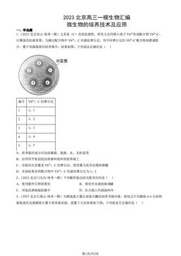 2023北京高三一模生物汇编：微生物的培养技术及应用-答案