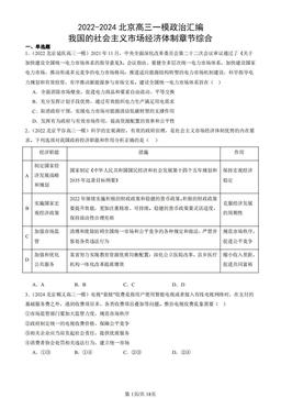 2022-2024北京高三一模政治汇编：我国的社会主义市场经济体制章节综合-答案