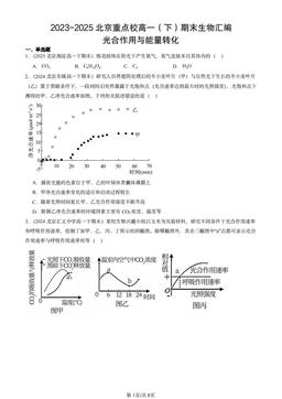 2023-2025北京重点校高一（下）期末生物汇编：光合作用与能量转化-答案
