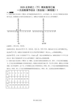 2025北京初二（下）期末数学汇编：一次函数章节综合（京改版）（解答题）1-答案