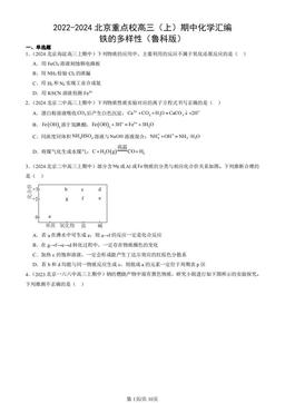 2022-2024北京重点校高三（上）期中化学汇编：铁的多样性（鲁科版）-答案