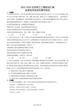 2022-2024北京高三二模政治汇编：走进经济全球化章节综合-答案
