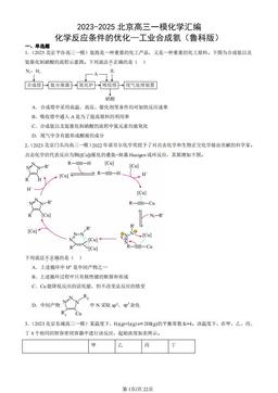 2023-2025北京高三一模化学汇编：化学反应条件的优化—工业合成氨（鲁科版）-答案