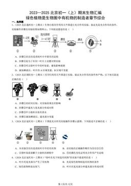 2023—2025北京初一（上）期末生物汇编：绿色植物是生物圈中有机物的制造者章节综合-答案