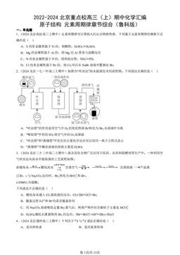 2022-2024北京重点校高三（上）期中化学汇编：原子结构 元素周期律章节综合（鲁科版）-答案