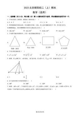 2023北京朝阳初二（上）期末数学（教师版）-答案