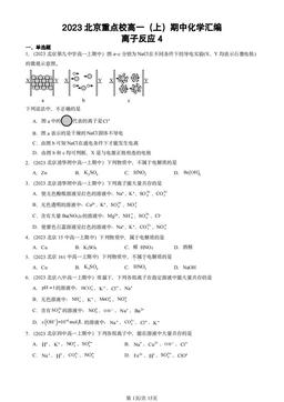 2023北京重点校高一（上）期中化学汇编：离子反应4-答案