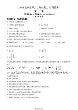 2023北京北师大二附中高二10月月考化学（教师版）-答案
