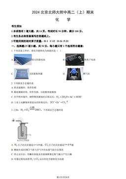 2024北京北师大附中高二（上）期末化学（教师版）-答案