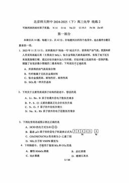 2025北京北师大附中高三（下）统练二化学-答案