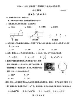 2025北京首都师大附中初三6月月考数学（教师版）-答案