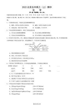 2022北京五中高三（上）期中化学（教师版）-答案