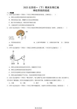 2023北京初一（下）期末生物汇编：神经系统的组成-答案