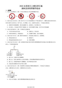 2024北京初三二模化学汇编：燃料及其利用章节综合-答案