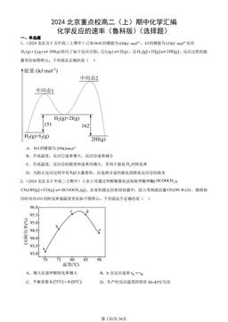 2024北京重点校高二（上）期中化学汇编：化学反应的速率（鲁科版）（选择题）-答案