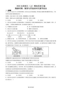 2022北京初三（上）期末历史汇编： 隋唐时期：繁荣与开放的时代章节综合-答案