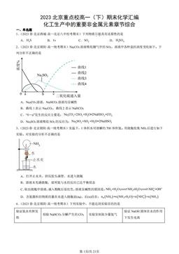 2023北京重点校高一（下）期末化学汇编：化工生产中的重要非金属元素章节综合-答案