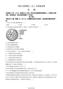 2025北京高三（上）入学定位考生物（教师版）-答案