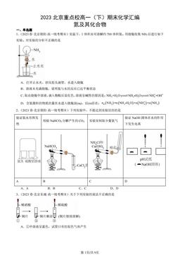 2023北京重点校高一（下）期末化学汇编：氮及其化合物-答案