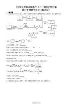 2024北京重点校高三（上）期中化学汇编：烃衍生物章节综合（解答题）-答案