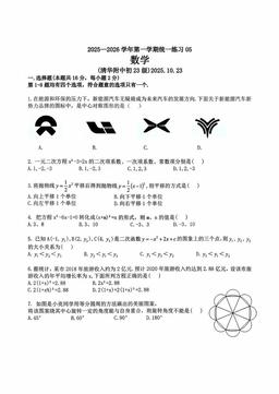 2025北京清华附中初三（上）统练五数学-试题
