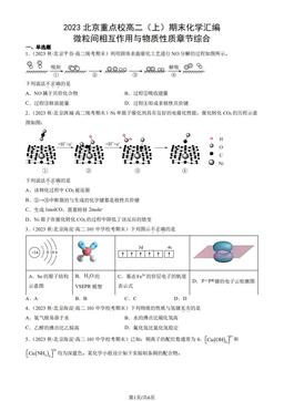 2023北京重点校高二（上）期末化学汇编：微粒间相互作用与物质性质章节综合-答案