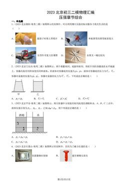 2023北京初三二模物理汇编：压强章节综合-答案