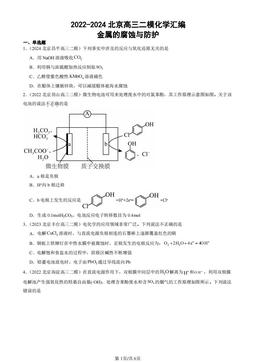 2022-2024北京高三二模化学汇编：金属的腐蚀与防护-答案