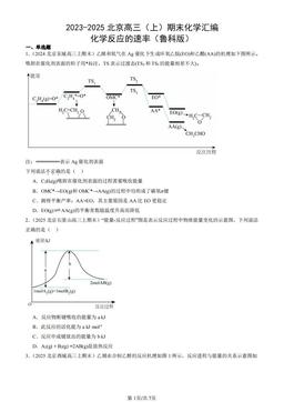 2023-2025北京高三（上）期末化学汇编：化学反应的速率（鲁科版）-答案
