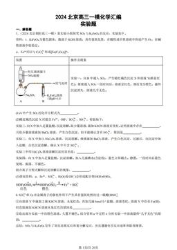 2024北京高三一模化学汇编：实验题-答案