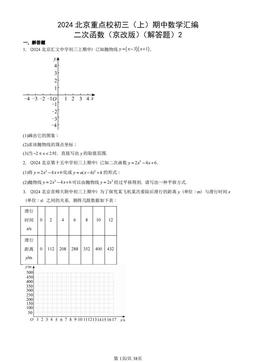 2024北京重点校初三（上）期中数学汇编：二次函数（京改版）（解答题）2-答案