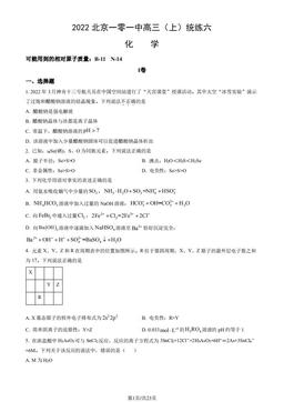 2022北京一零一中高三（上）统练六化学（教师版）-答案