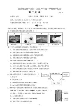 2025北京交大附中高二（上）期中化学-试题