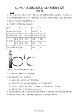 2022-2024北京重点校高三（上）期末化学汇编：电解池-答案