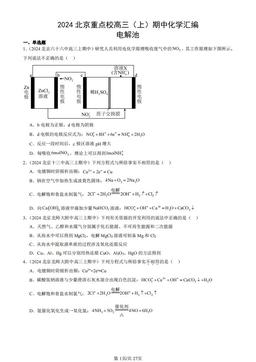 2024北京重点校高三（上）期中化学汇编：电解池-答案